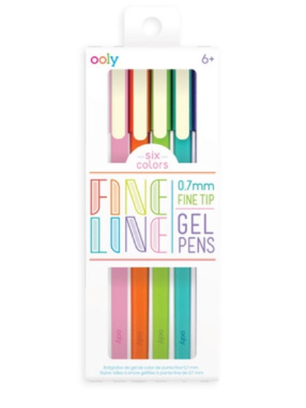 OOLY Fine Line Coloured Gel Pens - 6 Rainbow Coloured Writing Pens